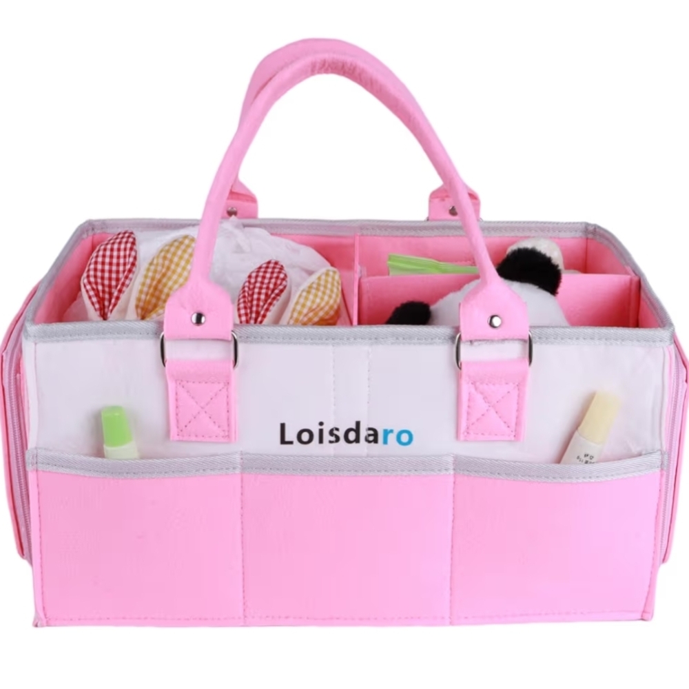 Loisdaro Pink and White Organizer Tote